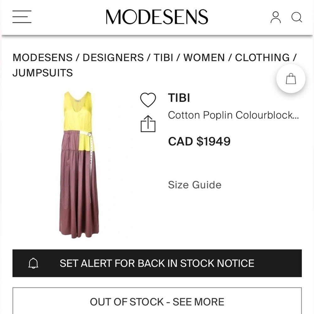 TIBI Cotton Poplin Colorblock Jumpsuit